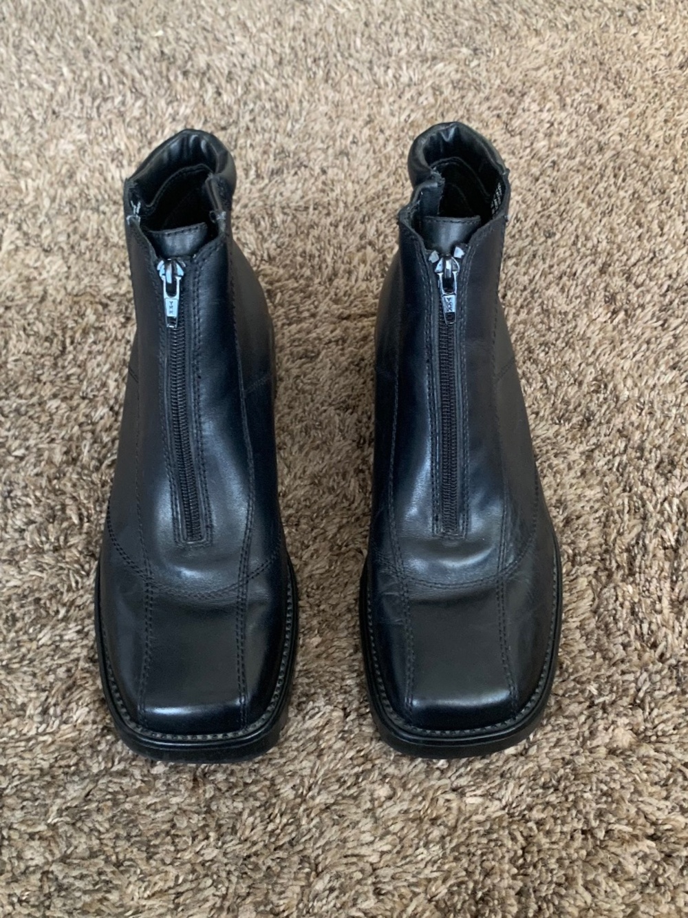 Vintage High Sierra Ozark Black Chunky Ankle Boots Y2K Leather Square Toe Sz.9